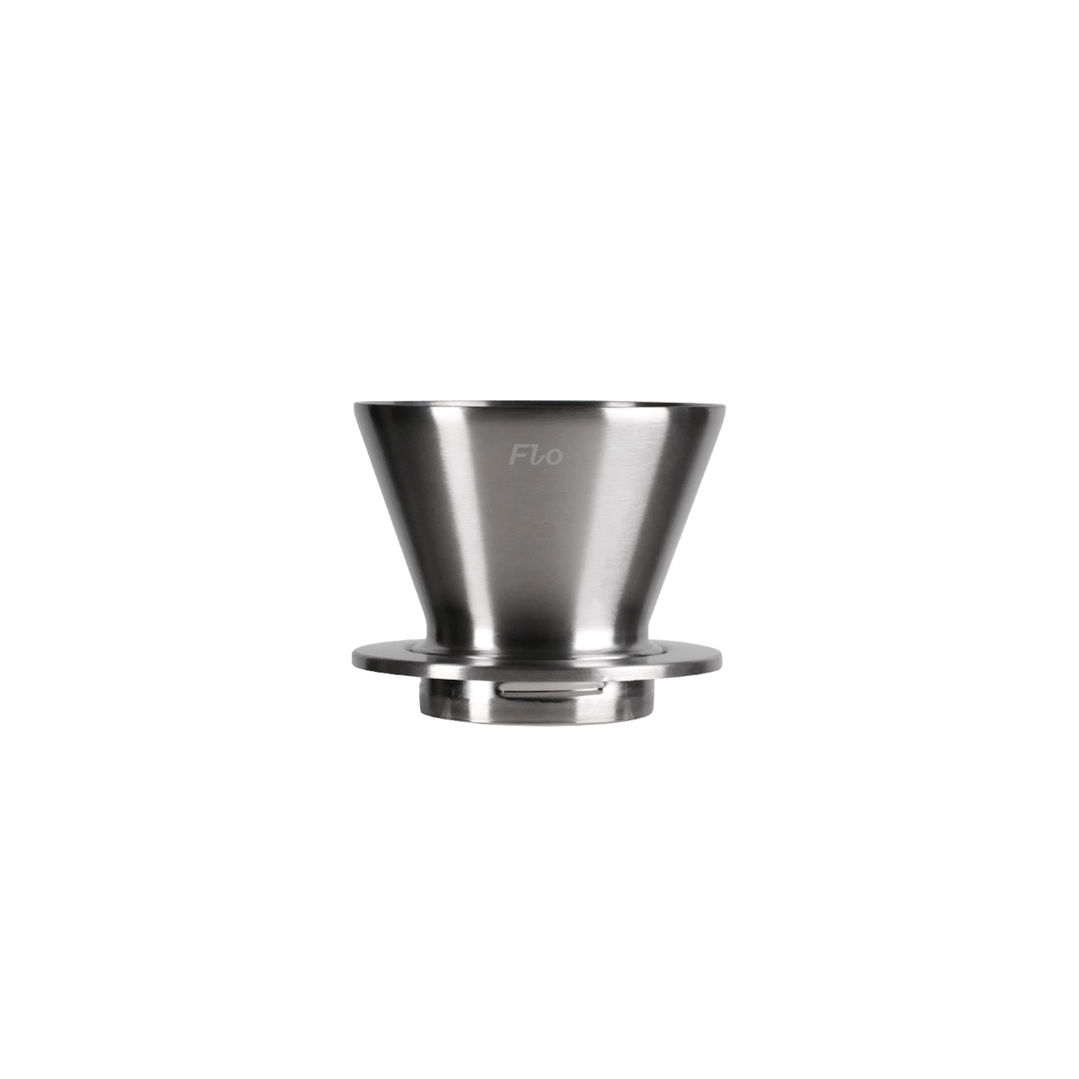 FLO Silver dripper isolated on white