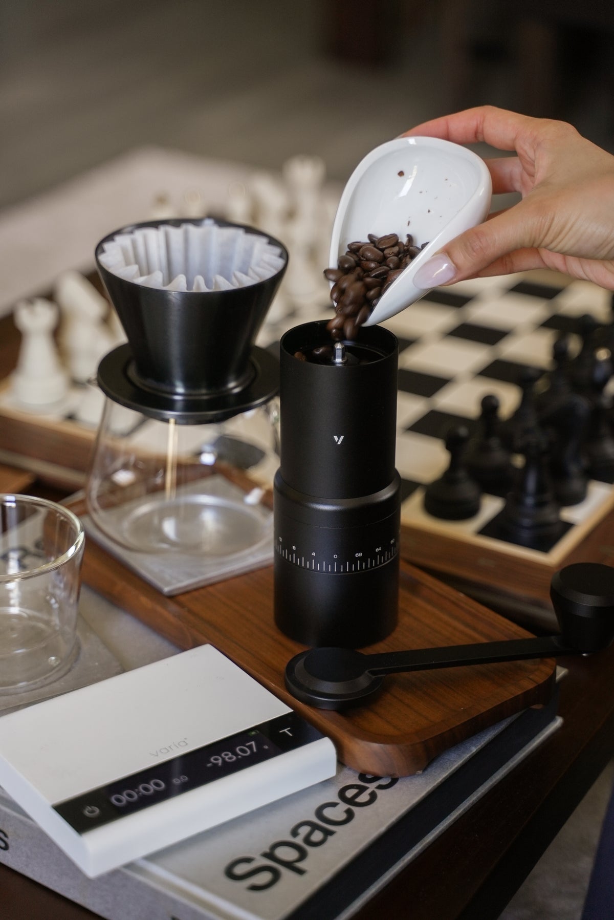 Measure a dose, then fit the crank.