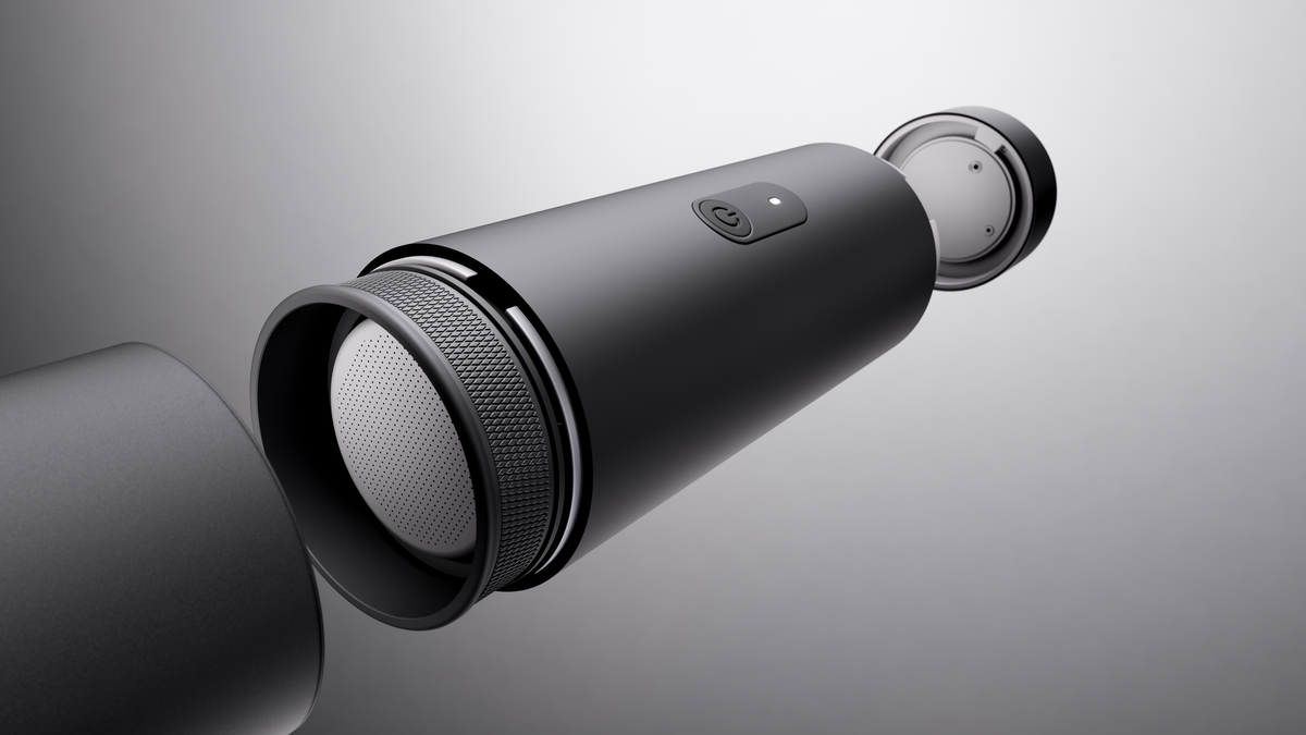 ORBI brewer showing its 58 mm group head, removable lid and brewing assembly