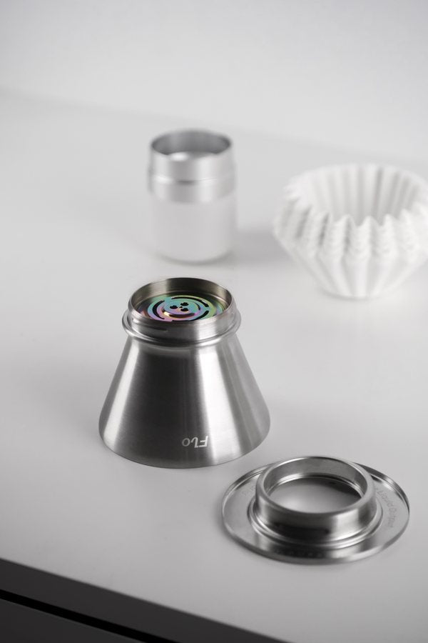 Medium 1 screen fitted inside the same stainless-steel FLO dripper