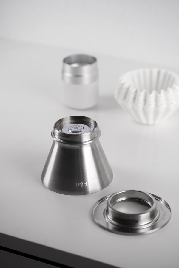 Slow 2 screen fitted inside the same stainless-steel FLO dripper