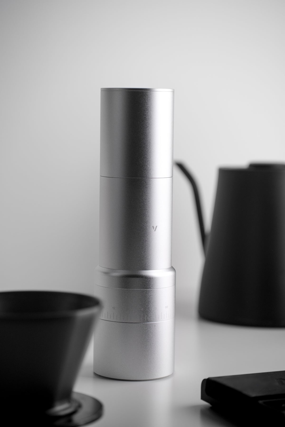 A compact grinder in the brewing routine.