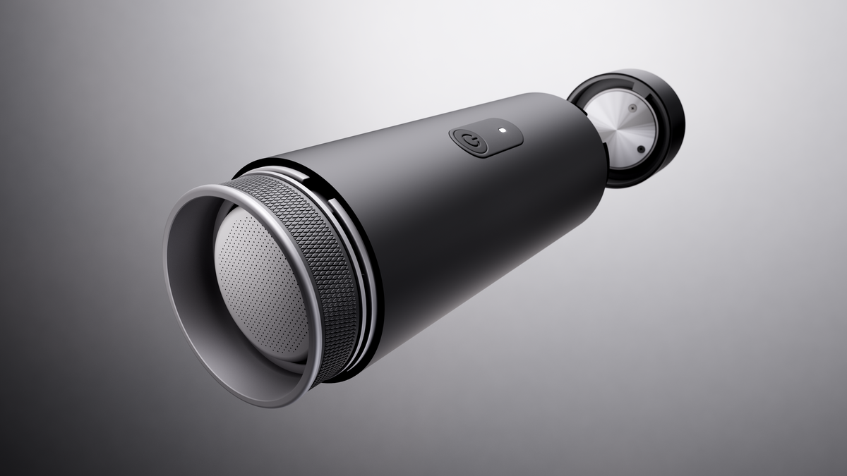 ORBI brewer showing its 58 mm group head, removable lid and brewing assembly