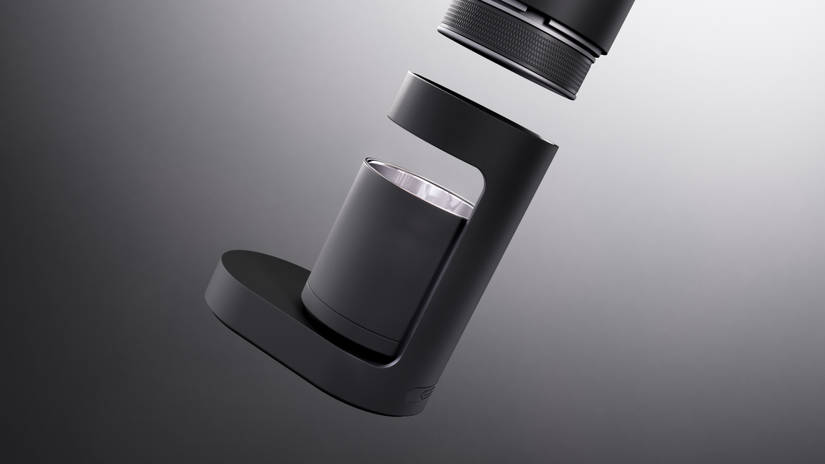 ORBI PRO Dock supporting the cup beneath the brewer