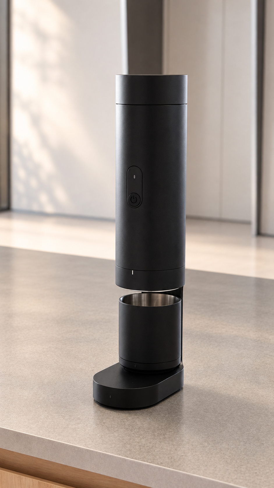 Black ORBI PRO brewer with its cup and Home-Dock