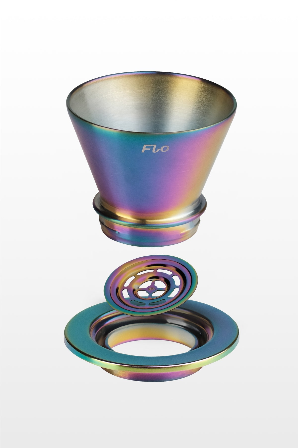 FLO Candy separated into dripper, screen and base