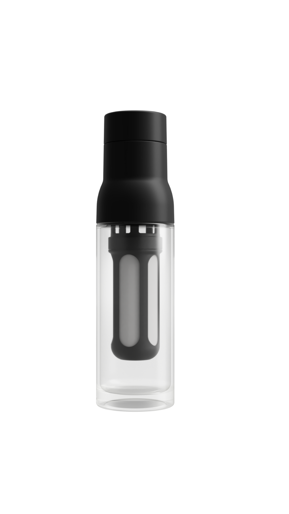 Black STEEP cold brew bottle, isolated without a background