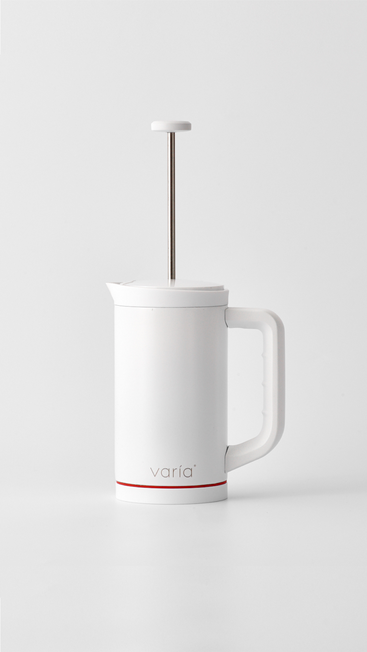 White PRO Press with its plunger raised for immersion brewing