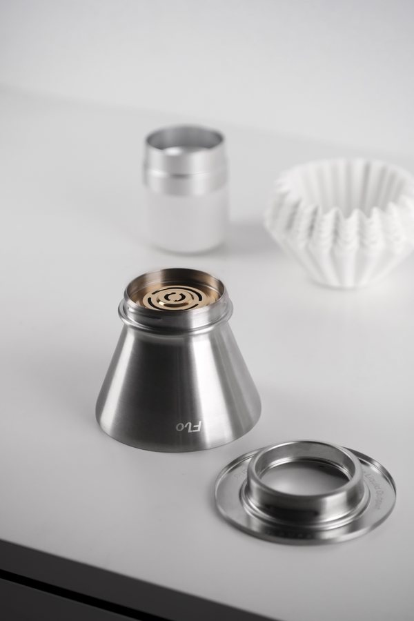 Medium 2 screen fitted inside the same stainless-steel FLO dripper